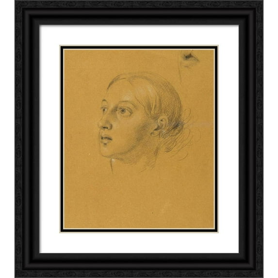 Johann Peter Krafft 15x17 Black Ornate Wood Framed Double Matted Museum Art Print Titled - Head Study on ‘Arindal and Daura’ (1820-1855)