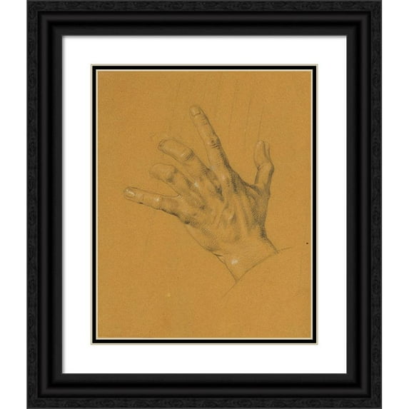 Johann Peter Krafft 15x18 Black Ornate Wood Framed Double Matted Museum Art Print Titled - Hand Study on 'Ossian and Malvina' (Before 1821)