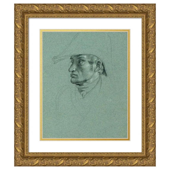 Johann Peter Krafft 15x18 Gold Ornate Wood Frame and Double Matted Museum Art Print Titled - Head Study on 'Return of Emperor Franz from Pressburg' (Before 1828)