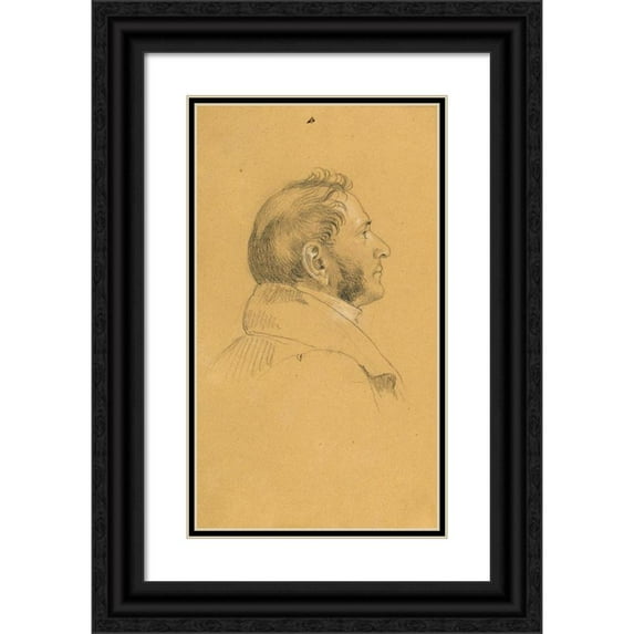 Johann Peter Krafft 15x24 Black Ornate Framed Double Matted Museum Art Print Titled: Head Study on 'Return of Emperor Franz from Pressburg' (Before 1828)