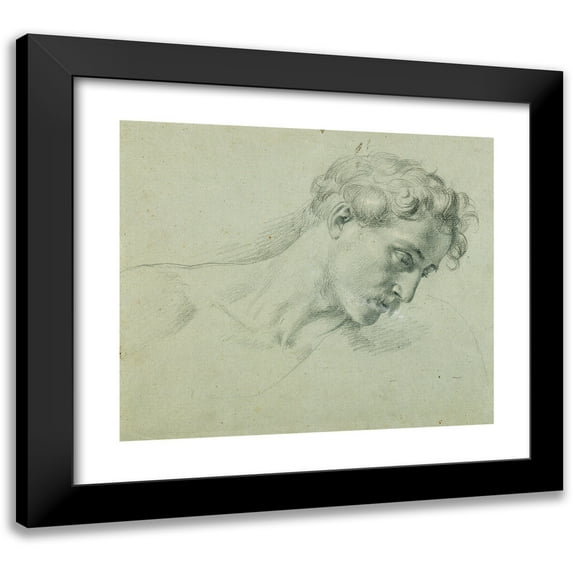 Johann Peter Krafft 17x15 Black Modern Framed Museum Art Print Titled - Head Study on ‘Arindal and Daura’ (1820-1855)