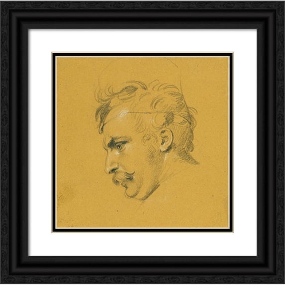 Johann Peter Krafft 20x20 Black Ornate Framed Double Matted Museum Art Print Titled: Portrait Study on the 'Failure of Nikolaus Zrinys Before the Fortress of Szigeth' (Before 1825)