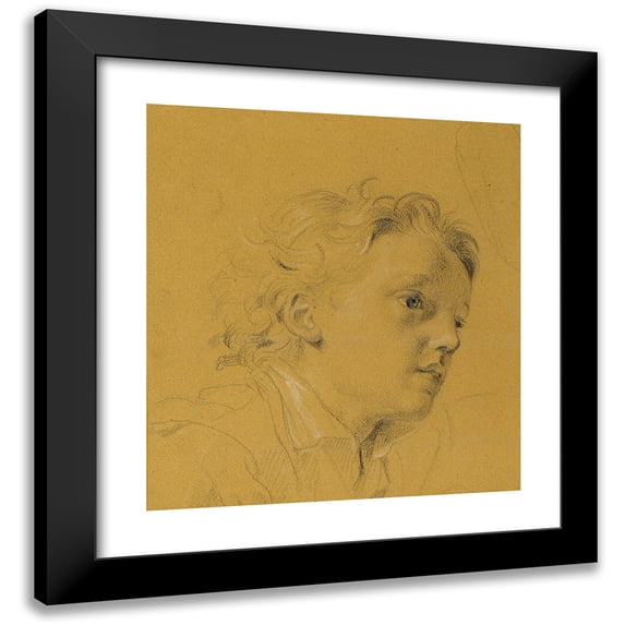 Johann Peter Krafft 20x22 Black Modern Framed Museum Art Print Titled - Head of a Boy