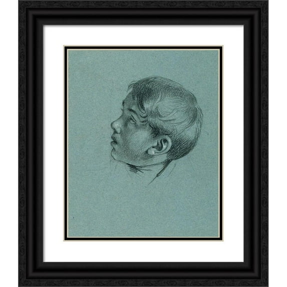 Johann Peter Krafft 20x24 Black Ornate Framed Double Matted Museum Art Print Titled: Head Study of a Boy to 'Return of the Emperor Franz from Pressburg' (Before 1828)