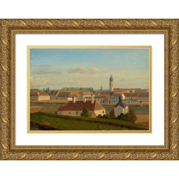 Johann Peter Krafft 24x17 Gold Ornate Framed and Double Matted Museum Art Print Titled - View Over the Danube Canal to Leopoldstadt (1812)