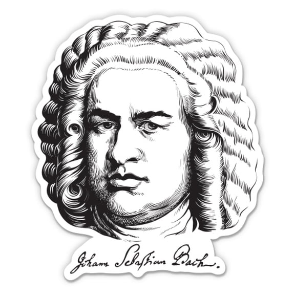 Johann Sebastian Bach - 3" Vinyl Sticker - For Car Laptop Water Bottle Phone - Waterproof Decal