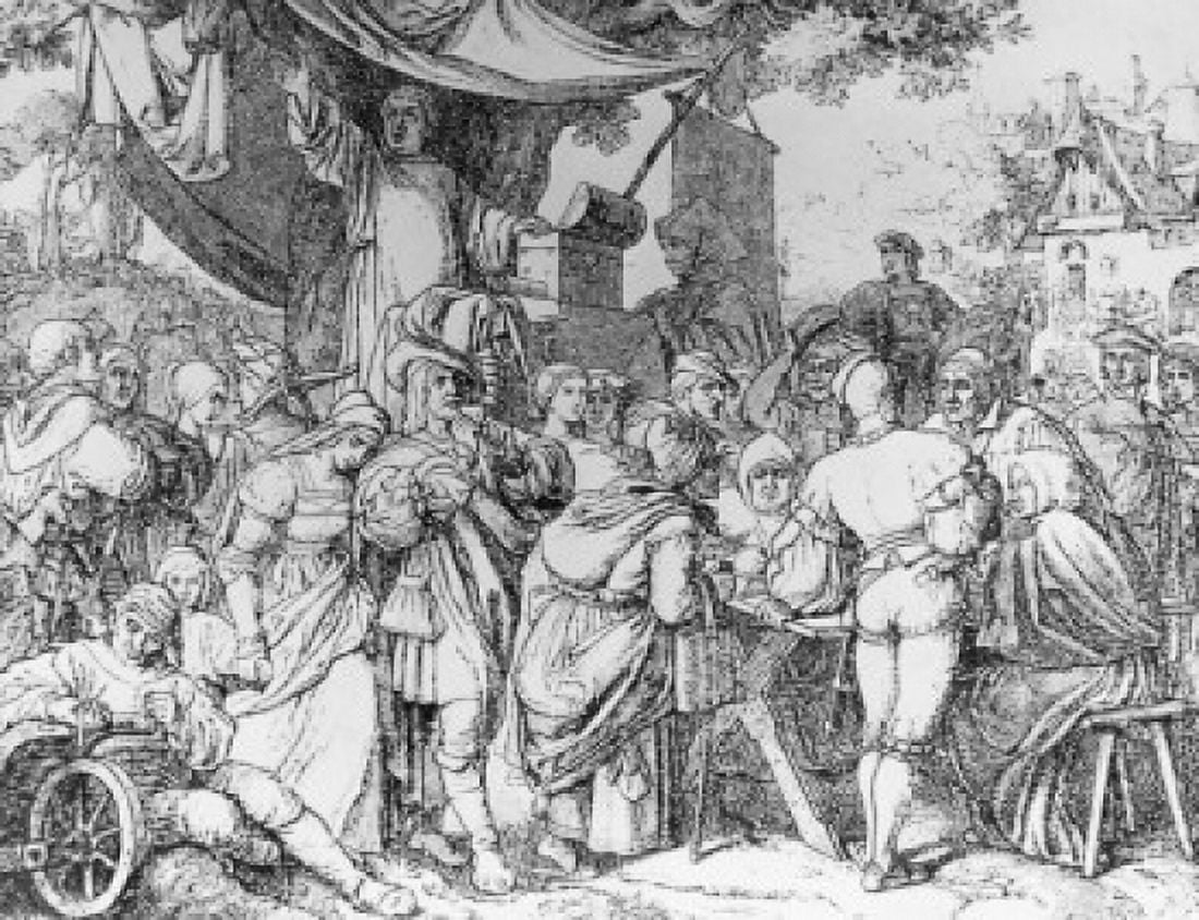 Johann Tetzel Sells Indulgences in Germany Artist Unknown Canvas Art - (18 x 24)
