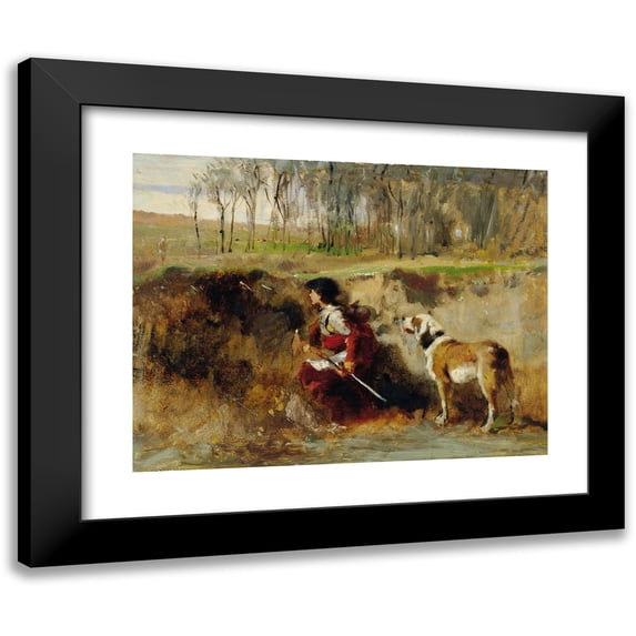 Johann Till the younger 14x12 Black Modern Framed Museum Art Print Titled - Knight with Dog