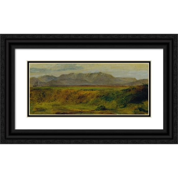 Johann Till the younger 18x10 Black Ornate Wood Framed Double Matted Museum Art Print Titled - Landscape with Rax Massif
