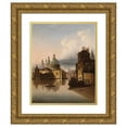 thumbnail image 1 of Johann Wilhelm Jankowsky 12x14 Gold Ornate Wood Frame and Double Matted Museum Art Print Titled - Capriccio, Venice, Scene on a Canal, 1 of 4