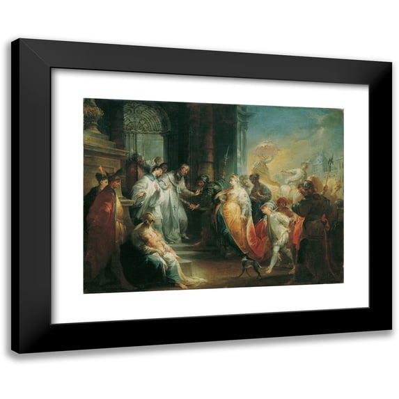 Johann Wolfgang Baumgartner 14x11 Black Modern Framed Museum Art Print Titled - The Rejection of Empress Eudoxia by St. John Chrysostomus (1750)