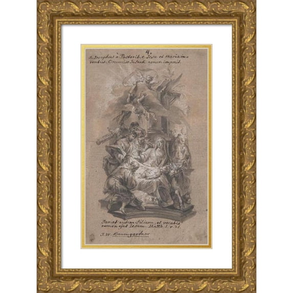 Johann Wolfgang Baumgartner 17x24 Gold Ornate Framed and Double Matted Museum Art Print Titled - Nativity (Before 1761)