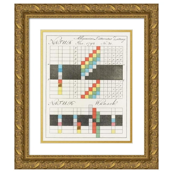 Johann Wolfgang Von Goethe 15x18 Gold Ornate Wood Frame and Double Matted Museum Art Print Titled - On the Color Theory Pl.11 (1810)