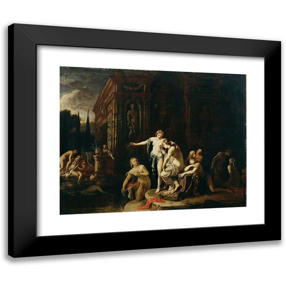 Johann von Spillenberger 14x12 Black Modern Framed Museum Art Print Titled - Diana and Kallisto in the Bath (Before 1676)