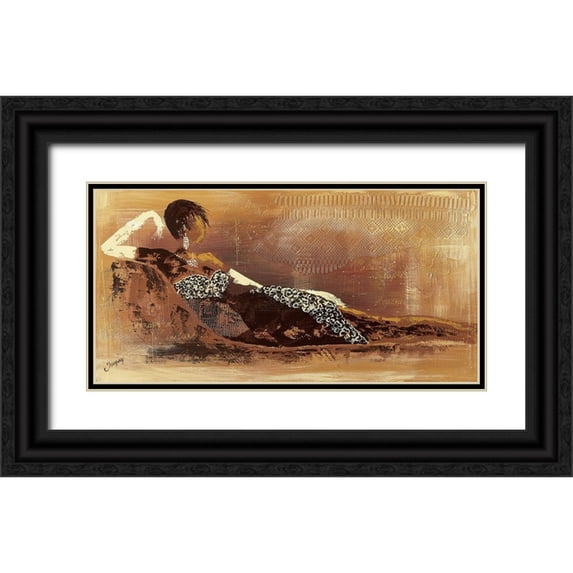 Johanna 14x9 Black Ornate Wood Framed with Double Matting Museum Art Print Titled - Instant I