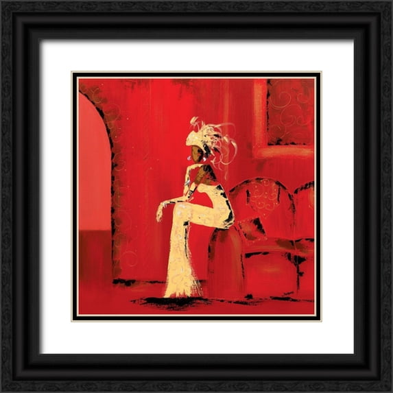 Johanna 26x26 Black Ornate Wood Framed with Double Matting Museum Art Print Titled - Au Salon II