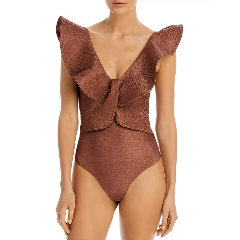 Johanna Ortiz CHOCOLATE Golden Beaches Ruffle One Piece Swimsuit US Small Walmart