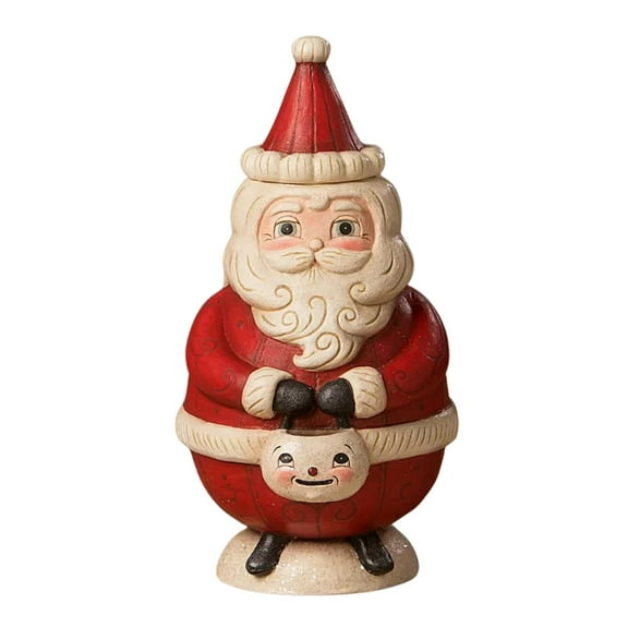 Johanna Parker St. Nick Jolly Jar - One Lidded Jar 7.75 Inch, Polyresin - Snowman Bucket Claus Jp2035