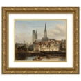 thumbnail image 1 of Johannes Bosboom 17x15 Gold Ornate Wood Frame and Double Matted Museum Art Print Titled - The Quay De Paris in Rouen (1839), 1 of 4