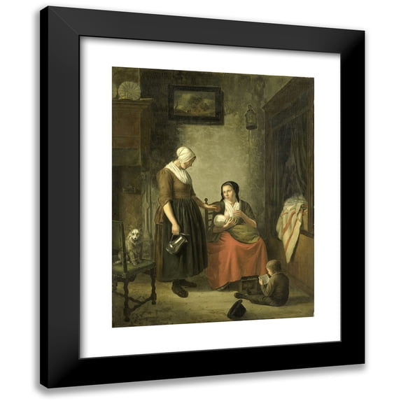 Johannes Christiaan Janson 19x24 Black Modern Framed Museum Art Print Titled - ‘Good Neighbors’, (1780 - 1810)