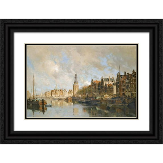 Johannes Christiaan Karel Klinkenberg 18x13 Black Ornate Wood Framed Double Matted Museum Art Print Titled - Montelbaanstoren, Amsterdam