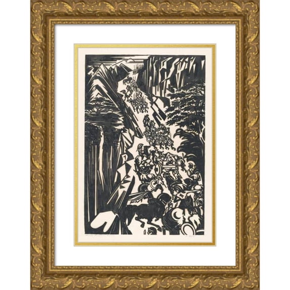Johannes Frederik Engelbert ten Klooster 13x18 Gold Ornate Wood Frame and Double Matted Museum Art Print Titled - Illustration for Xenophon's "Anabasis" (1920)