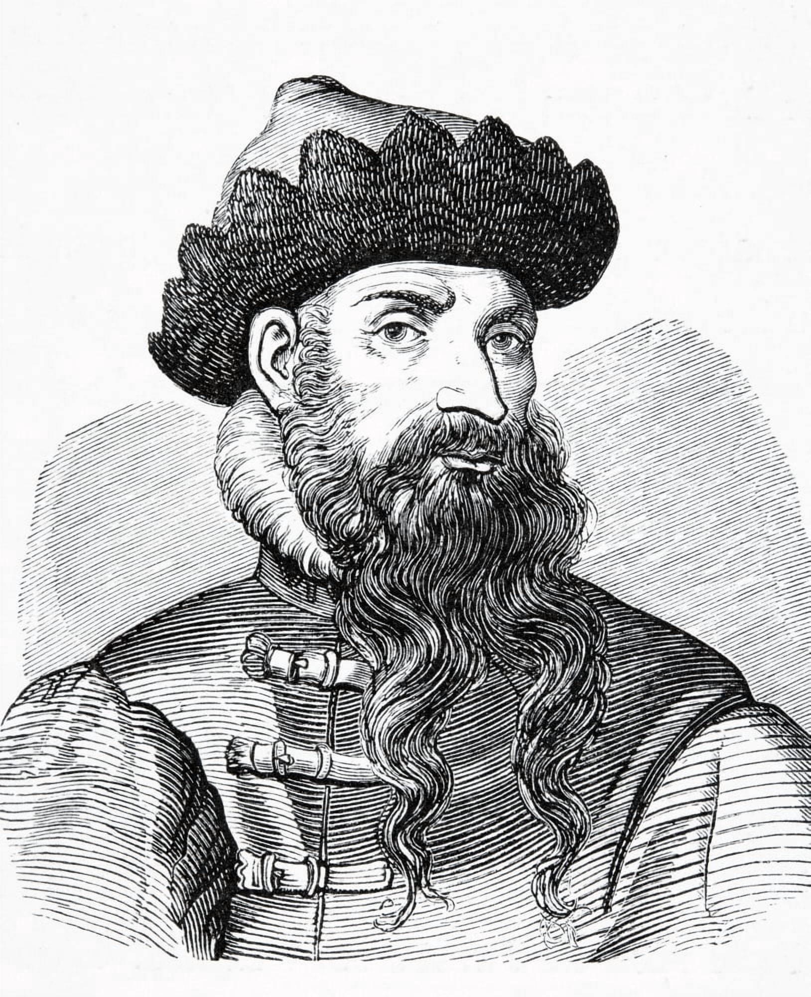 Johannes Gutenberg Circa 1398 To 1468 From A 16Th Century Engraving Canvas Art - Ken Welsh  Design Pics (26 x 32)