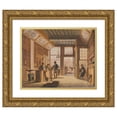 thumbnail image 1 of Johannes Jelgerhuis 17x15 Gold Ornate Wood Frame and Double Matted Museum Art Print Titled - The Shop of the Book Dealer Pieter Meijer Warnars on the Vijgendam in Amsterdam (1820), 1 of 4