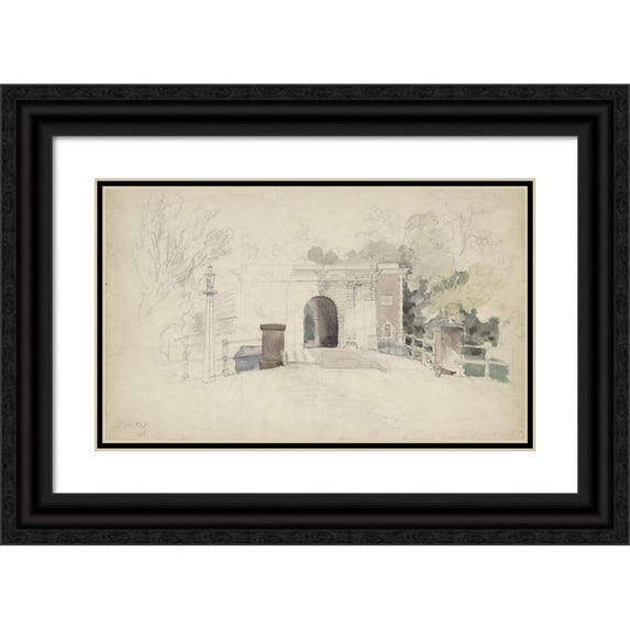 Johannes Josephus Destree 14x10 Black Ornate Wood Framed Double Matted Museum Art Print Titled: The Kennemer or Nieuwpoort in Haarlem (1837 - 1888)