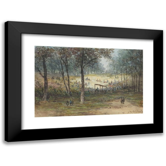 Johannes Pieter van Wisselingh 24x17 Black Modern Framed Museum Art Print Titled - Open Air Meeting (1822 - 1899)