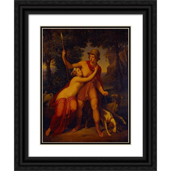 Johannes Riepenhausen 19x24 Black Ornate Framed Double Matted Museum Art Print Titled: Venus and Adonis
