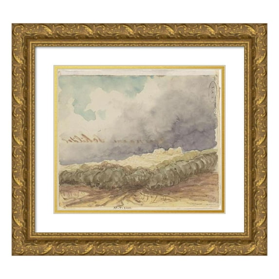 Johannes Tavenraat 14x12 Gold Ornate Wood Frame and Double Matted Museum Art Print Titled - Landscape (1840 - 1880)