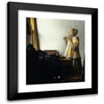 thumbnail image 1 of Johannes Vermeer 12x14 Black Modern Framed Museum Art Print Titled - Young Woman with a Pearl Necklace (From 1663 Until 1665), 1 of 5
