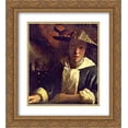 thumbnail image 1 of Johannes Vermeer 2x Matted 20x22 Gold Ornate Framed Art Print 'Girl with a Flute', 1 of 2