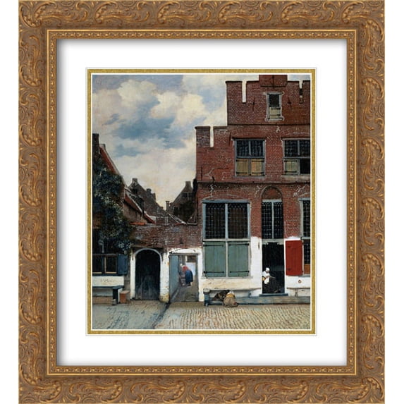 Johannes Vermeer 2x Matted 20x24 Gold Ornate Framed Art Print 'The Little Street'