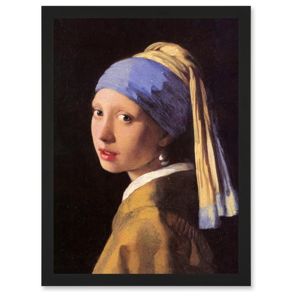 Johannes Vermeer Girl With Pearl Earring Classic Vintage Duch Golden Age A4 Artwork Framed Wall Art Print
