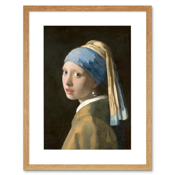 Johannes Vermeer Girl with a Pearl Earring Reproduction Painting Artwork Framed Wall Art Print 9X7 Inch