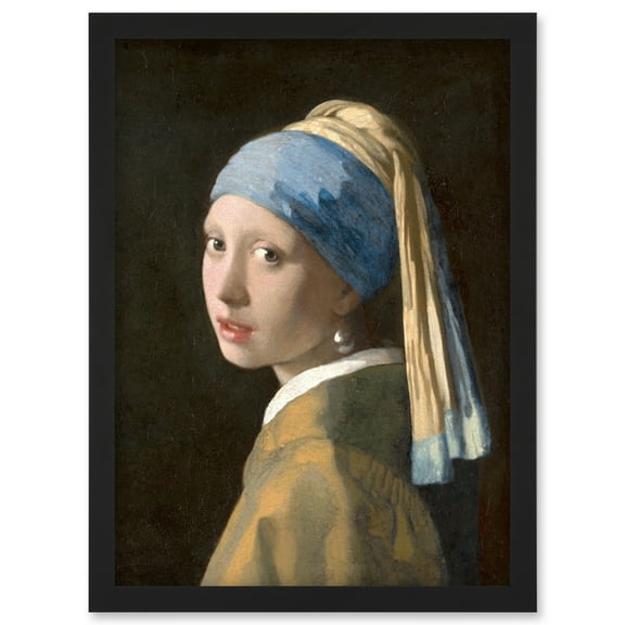 Johannes Vermeer Girl with a Pearl Earring Reproduction Painting Artwork Framed Wall Art Print A4