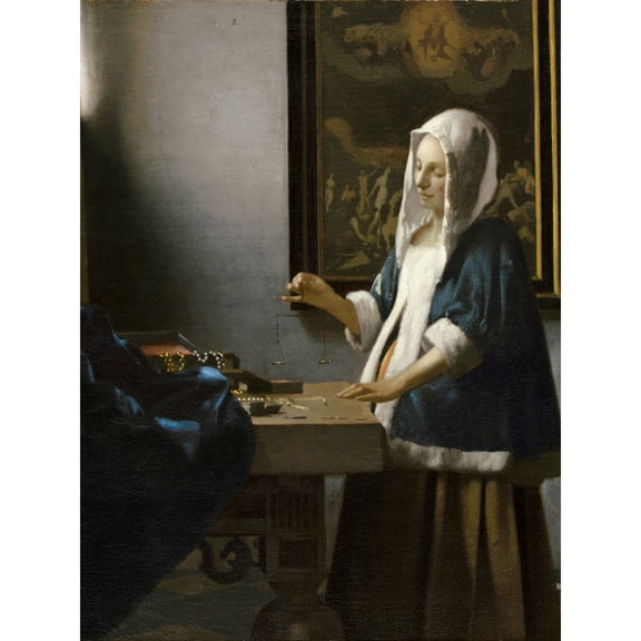 Johannes Vermeer Woman Holding A Balance Extra Large Art Print Wall Mural Poster Premium XL