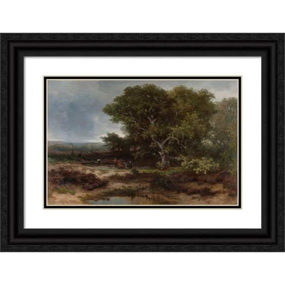 Johannes Wernardus Bilders 18x13 Black Ornate Wood Framed Double Matted Museum Art Print Titled - The Heath Near Wolfheze (1866)