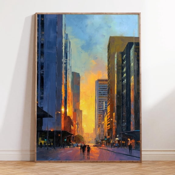 Johannesburg South Africa Modern Urban City Sunset Art, Unframed Paper Print Size 8x12