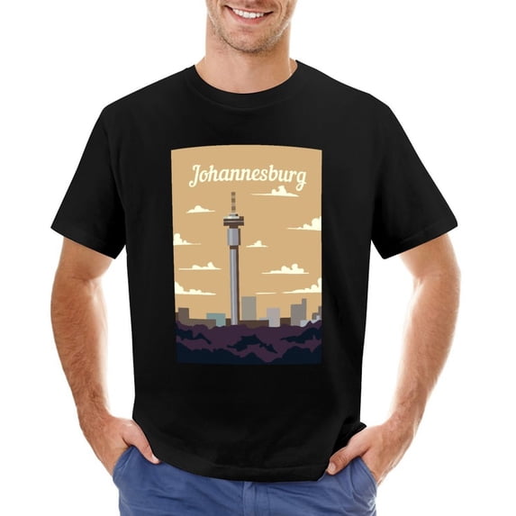 Johannesburg Vintage T-shirt Mens Cotton Classic Crewneck Short Sleeve Tees Unisex Black 3XL
