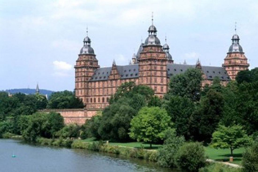 Johannisburg Palace by Rhine River Canvas Art - Bill Bachmann DanitaDelimont (28 x 19)