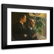 Johansen Viggo 14x12 Black Modern Framed Museum Art Print Titled - Self Portrait with Palette in Hand and Wife Martha
