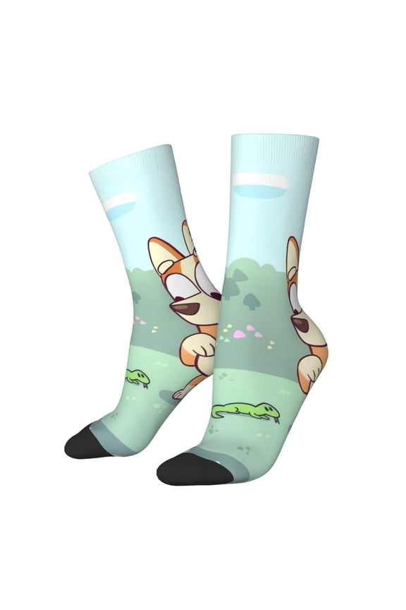 Bluey Pattern Crazy Funny Socks for Men Women Colorful Fun Novelty Crew Socks Gifts for Adults Gag Gifts