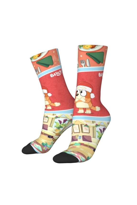 Bluey Pattern Crazy Funny Socks for Men Women Colorful Fun Novelty Crew Socks Gifts for Adults Gag Gifts