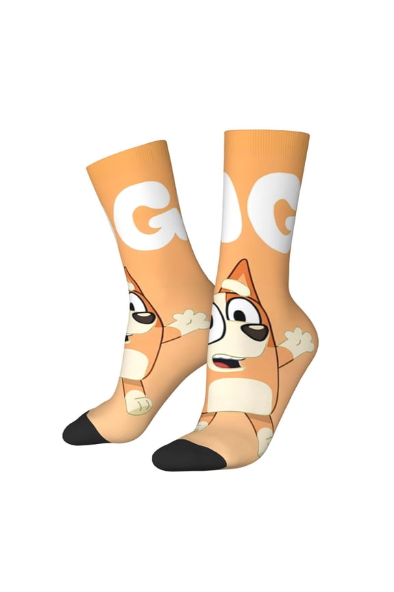 Bluey Pattern Crazy Funny Socks for Men Women Colorful Fun Novelty Crew Socks Gifts for Adults Gag Gifts