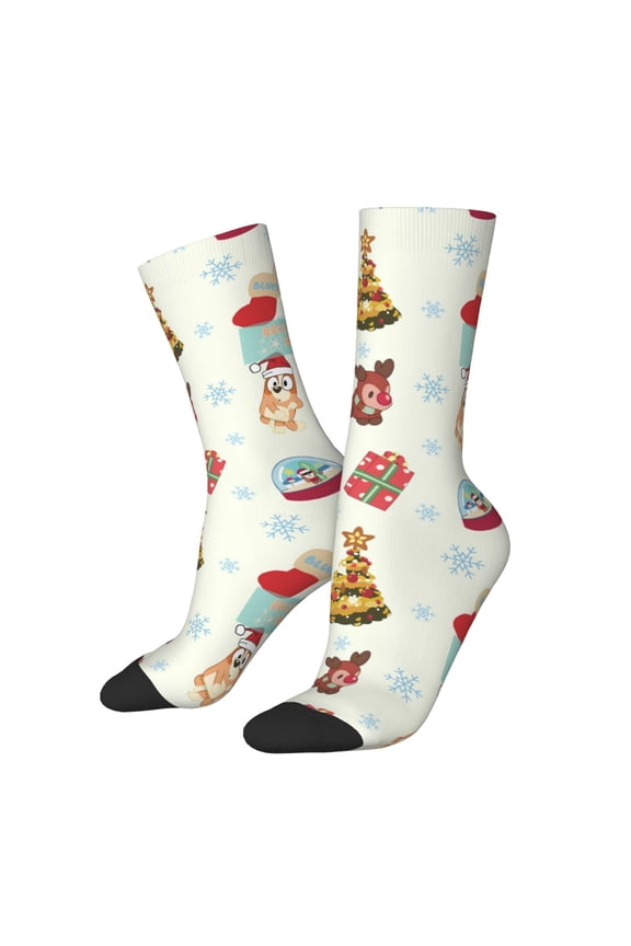 Bluey Pattern Crazy Funny Socks for Men Women Colorful Fun Novelty Crew Socks Gifts for Adults Gag Gifts