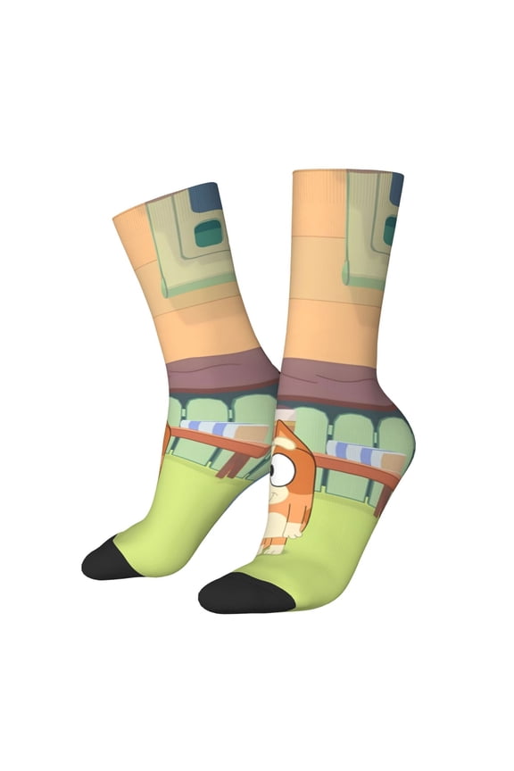 Bluey Pattern Crazy Funny Socks for Men Women Colorful Fun Novelty Crew Socks Gifts for Adults Gag Gifts