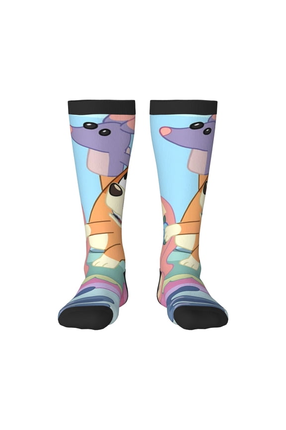 Bluey Pattern Crazy Funny Stocking for Men & Women Colorful Fun Novelty Stockings Gifts for Adults Gag Gifts